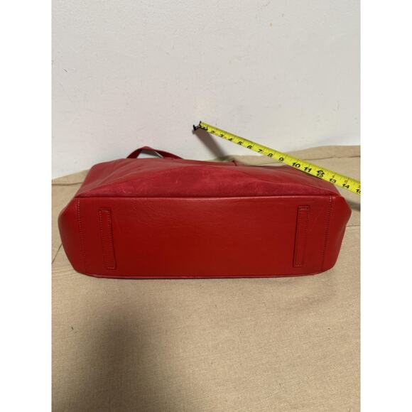 FACINE Tote Bag Womens Red Leather Suede Trim Zip Top Shoulder Made in Italy - Picture 12 of 13